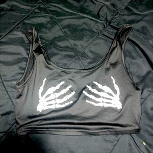 Skull hands crop top